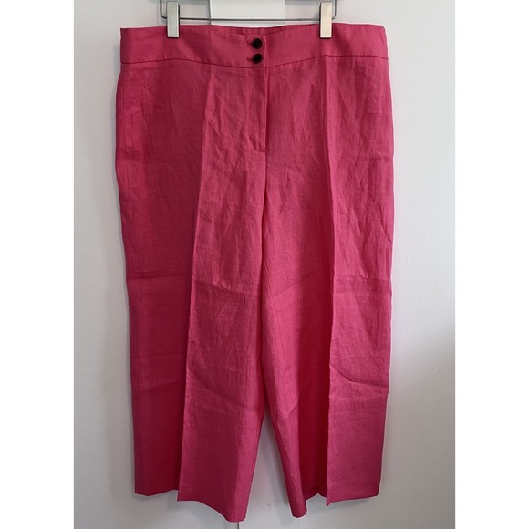 Talbots Pants - Talbots Pants Womens Size 16W Pink Coral Wide Leg 100% Linen Plus